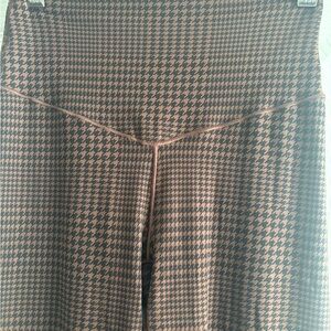 Elegant Brown Checkered Women's Flare Pants